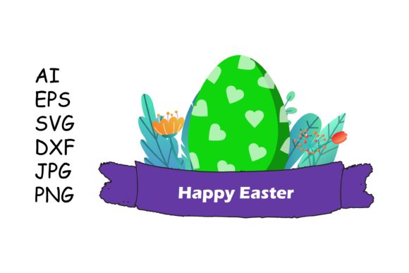 Charming Easter Frame Banner Floral Green